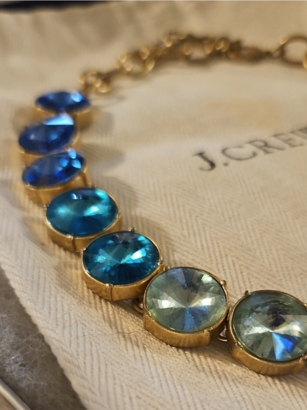 J. Crew Multicolor Glass Stone Gold Link Necklace - Picture 2 of 7